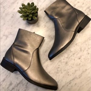 NWOT! METALLIC SILVER ANKLE BOOTS